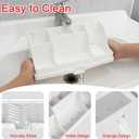 Large Size Silicone Tooth Brush Holder for Bathroom with Drainage, White Marble Toothbrush Holders, Easy Clean Bathroom Countertop Organizer Detachable Makeup Organizer for Vanity