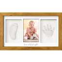 Baby Hand and Footprint Kit - Clay Handprint Keepsake Frame, Newborn Nursery Picture Frame, Personalized New Mom Gifts for Baby Shower & Registry (Golden Wheat) (Duo Frame, 13" x 7.9")