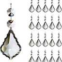 20pcs Crystal Chandelier Maple Leaf Prism Pendant Parts, 50mm Hanging Crystals Beads for Chandelier Wedding Decoration Clear