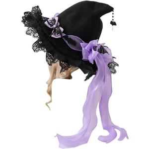 Witch Hats for Women Lolita Magic Wizard Hat for Adult Halloween Costume Witch Hat Cosplay Accessory