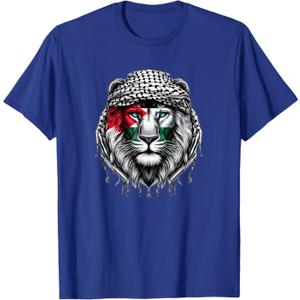 time of Palestine: Lion keffiyeh T-Shirt, Large