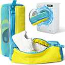 Anybar Shoe Washing Machine Bag 2 Pcs Reusable Laundry Shoe Bag 360 Deep Cleaning Sneaker Washing Machine Bag Fits All Shoe Types Microfiber Inside with Self-locking Zipper (Yellow)