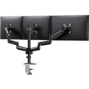 ErGear Triple Monitor Mount for 13-27 inch Screens, Premium Aluminum Triple Monitors Stand up to 17.6 lbs, Sturdy 3 Monitor Desk Mount with Swivel, Tilt, Rotation, Max VESA 100x100mm