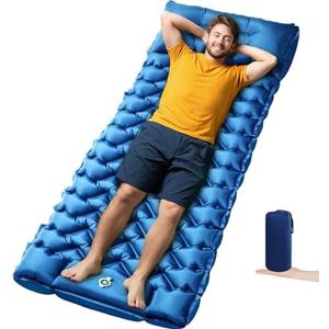 Qpau Oramoose Sleeping Pad, Compact Sleeping Pad for Camping with Pillow Built-in Foot Pump, Inflatable Sleeping Mat for Travel Backpacking Hiking Sleeping Bag Tent, Outdoor Adventure Camp Gear