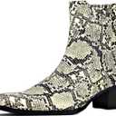OSSTONE Men Chelsea Ankle Boots Leather Snake Print Chukka Boots Heel Retro Dress Boots, Sie 10