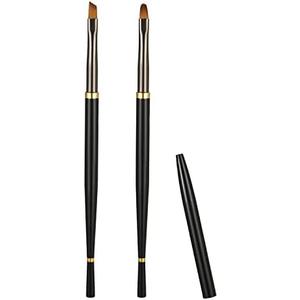 4pcs Nail Clean Up Brushes, Round&Angled Nail Brushes for Cleaning Polish Metal Nail Brushes Set for Nail Art Acrylic Gel Polish (Black)