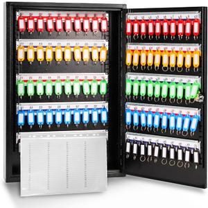 ORIENTOOLS Key Box 100 Position Steel Key Safe Cabinet, Wall Mount Key Holder Lock Box with Key Tags, Key Organizer Ideal for Home, Hotels, Valets and Office Key Storage, Black