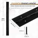Zonon 2 Pack Heavy Duty Piano Hinge 24'' x 3 '' Width 0.060'' Thick, Black