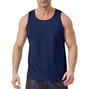 Men's UPF 50+ Tank Top Quick Dry Sleeveless Workout Muscle Shirt UV Protection Swimming Beach Summer T Shirts (Blue, L)