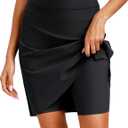 Pinup Fashion Swim Skirts High Waisted - Women Tummy Control Swimsuit Bathing Suit Bottoms with Built-in Shorts (Large, Black)