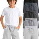 5 Pack Boys Shorts Kids Athletic Shorts Teen Casual Summer Bermuda Shorts Drawstring Joggers with Pockets, Size: 9-10 Years