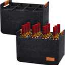 Peryiter 4 Pcs 12 Bottles Wine Carrier Tote 14.6 x 12.6 x 10.6 Inch Insulated Thermal Padded Wine Tote Bag Reusable Glasses Liquor Bottle Storage Collapsible Ratafia Travel Case for Party (Grey) (Gray)