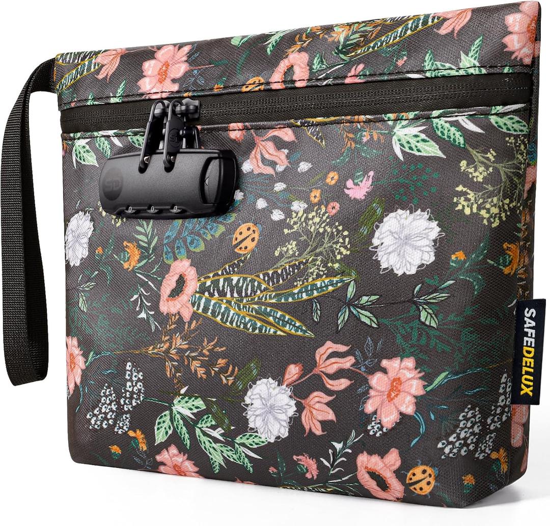 Smell Proof Bag with Combination Lock, Smell Proof Container Carbon Lining Odor Proof Bag Odorless Smell Proof Bags, Great Holidays Gifts for Women (Green)