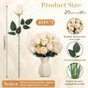 Hotop 40 Pcs Rose Artificial Flowers Bulk with Long Stem,Realistic Silk Fake Roses Bouquet for Home Wedding Centerpieces Party Table Decoration Valentines Gifts(Cream)