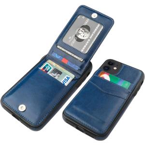 KIHUWEY Compatible with iPhone 11 Case Wallet with Credit Card Holder, Premium Leather Magnetic Clasp Kickstand Heavy Duty Protective Cover for iPhone 11 6.1 Inch(Blue)