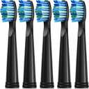 Toothbrush Replacement Heads Compatible with Fairywill FW-D1/D3/D7/D8/507/508/551/917/959, Gloridea, Sboly, WOVIDA, YUNCHI Y1 Sonic Electric Toothbrushes, 5 Pack - Black