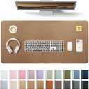 YSAGi Leather Desk Protector, Office Mat, Large Mouse Mat, Non-Slip PU Leather Blotter, Laptop Desk, Waterproof Writing Pad for Office and Home (Bronze, 35.4" x 17")