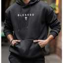 RoseSeek Men's Letter Graphic Hoodies Long Sleeve Drawstring Pullover Sweatshirts Fall Clothes Black Small