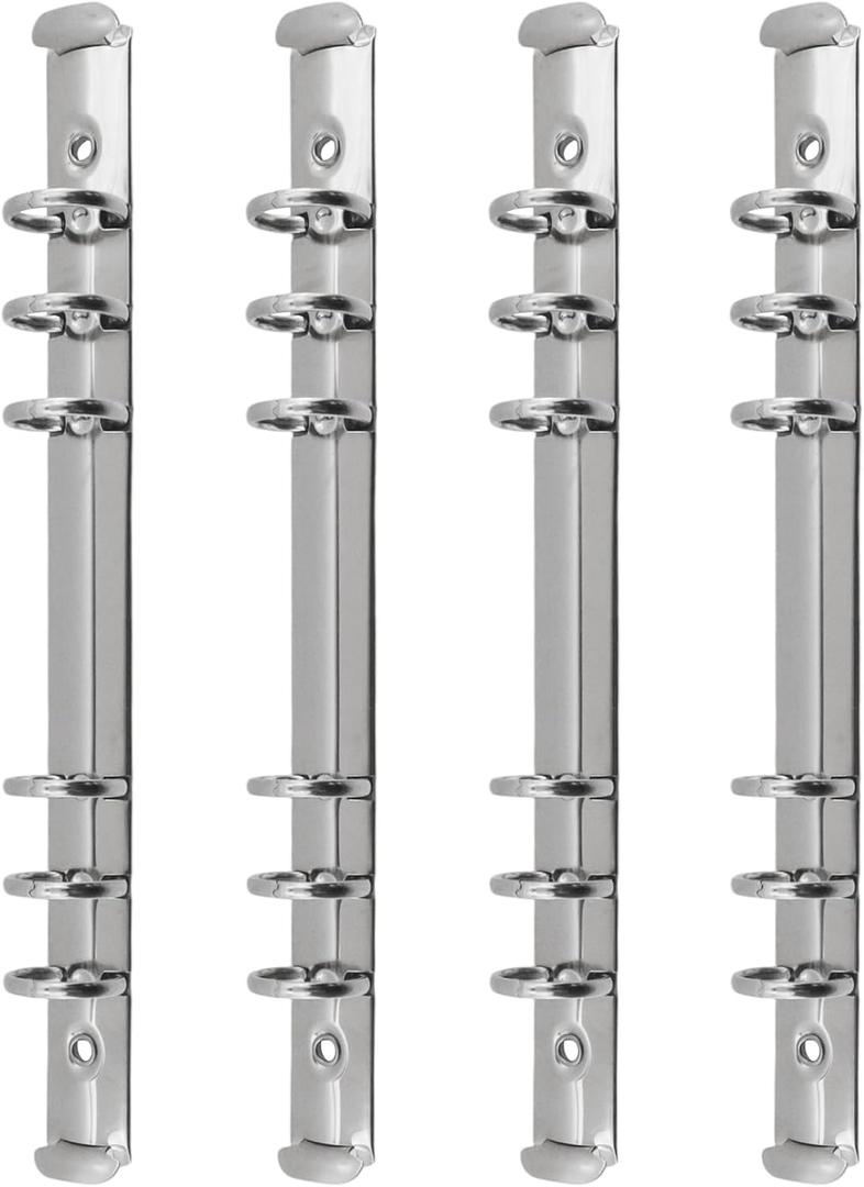 Oedema 4 Pcs A5 Notebook 6-Ring Binder Mechanism 0.59" O Ring Replacement Binder Metal Clip Ring Binders for Storage Folder Accessories, Silver