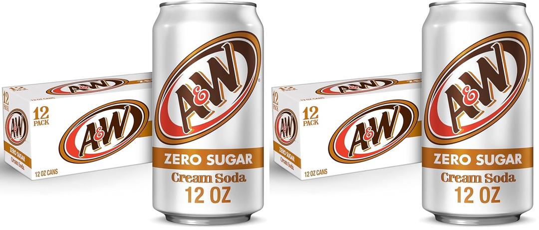 A&W Cream Soda, Zero Sugar | 12 fl. oz. Cans | 12 Pack | Pack of 2 BBD: 09/21/25
