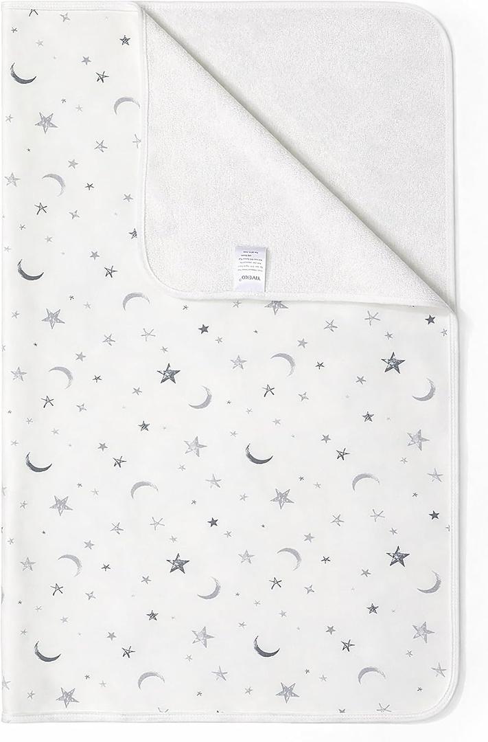 Baby Waterproof Bed Pad Washable Mattress Pad Reusable Underpads Bed Wetting Incontinence Cover for Baby Toddler Children and Adults-White Star