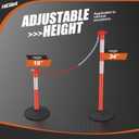 HiGiant 2 Pack 34 Inches Traffic Delineator Posts with Weighted Rubber Base, Portable Orange Safety Posts Cones with Reflective Collars and 5 Ft Plastic Chains for Parking Lot, Construction Work