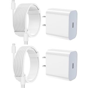 iPhone Charger Fast Charging 2 Pack Type C Wall Charger Block with 2 Pack [6FT&10FT] Long USB C to Lightning Cable for iPhone 14/ 13/ 12/ 12 Pro Max/ 11/ Xs Max/ XR/ X, AirPods Pro