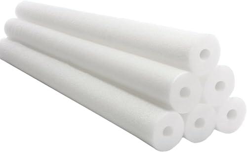 Chochkees Pool Noodles 52" x 2.5" Inch Swimming Hollow Core Foam Tube, Floating Thick Noodles for Floating, Pool Accessories (White, 6-Pack)