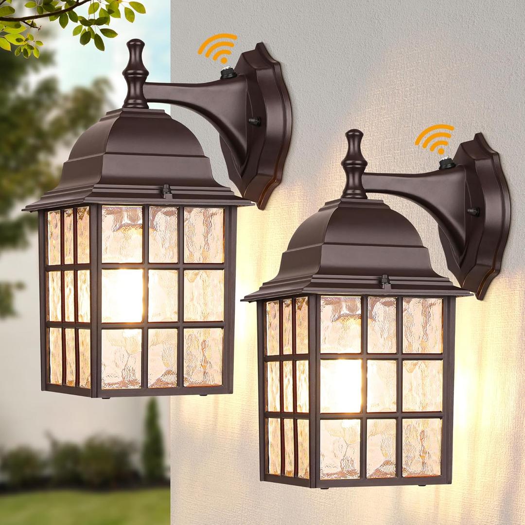 2-Pack Dusk to Dawn Outdoor Lights for House, Exterior Porch Light Fixtures Wall Mount with Photocell Sensor, Oil Rubbed Bronze Wall Lantern, Waterproof Outside Wall Sconce Lighting for Garage,Door