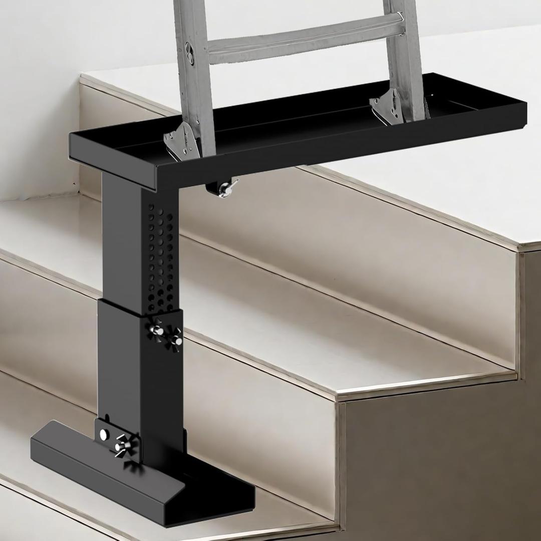 Foldable Ladder Extender for Stairs-Heavy-Duty Ladder Leveler-Adjustable 9.13-15" Height/Platform 20x7.5"/Anti-Slip Mat-Ladder Extension Aide Stabilizer for Extension/Straight/Telescopic Ladders