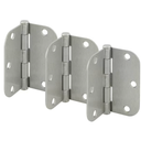 Prime-Line U 1150853 Door Hinge Residential Smooth Pivot, 3-1/2 In. x 3-1/2 In. with 5/8 In. Radius Corners, 3 Holes per Leaf with Screws, Satin Nickel Finish, .087 In. Gauge (3 Pack)