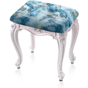 Flashideas Blue Marble Print Bar Stool Covers Stool Covers Rectangle 2 Pack Stretch Rectangle Bar Stool Covers Jacquard Chair Seat Slipcover Vanity Stool Cover Saddle Bar Stool Slipcover