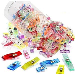 Hamosky Multipurpose Sewing Clips,3 Sizes, 1.06'', 1.38'', 2.2'' Plastic Clips for Sew Binding,Crafts,Paper Work and Hanging Little Things (120PCS (60 Small+30 Medium+30 Large))