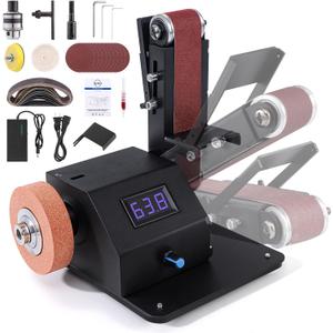 Mini Belt Sander for DIY, 4-in-1 Bench Grinder Kit 90 Adjustable Electric Belt Sander 10000 RPM Continuously Variable Speed Spindle Sander for Woodworking Metalworking