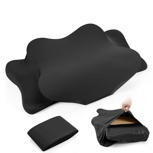 Hahafelt Cooling Cervical Pillowcase Cover with Envelope Closure (Only Pillow Case) Ergonomic Neck Pillowcase Smooth Soft Cool Pillow Cover for Side Back Stomach Sleepers(Black,Standard Size)