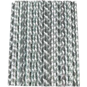 YAOSHENG [100 Pack] Green Leaf Paper Straws Disposable, 100% Biodegradable Multi-Pattern Party Straws For Birthday, Wedding and Holiday Decoration (green leaf)