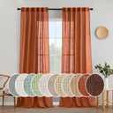 MIULEE Rust Curtains 90 Inch Length 2 Panels for Bedroom Living Room, Terracotta Soft Thick Linen Textured Window Drapes Semi Sheer Light Filtering Back Tab Rod Pocket Burlap Look Fall Decor