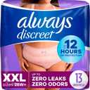 Always Discreet Adult Incontinence Underwear for Women and Postpartum Underwear, XXL, Up to 100% Bladder Leak Protection, 13 CT