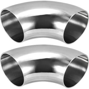 2 Pack 3 Inch 304 Stainless Steel Elbow 90Mandrel Bend Elbow, Thickness 2mm Stainless Steel 90 Degree Exhaust Elbow for Car Modified Exhaust Elbow Pipe, Stair Handrail