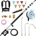 24FT Telescoping Pressure Washer Extension Wand, 4000PSI High Reach Power Washer Wand with Rotary Brush, 7 Nozzles & M22 Adapters, Gutter Cleaning Tool for Second Story Window Patio Garden