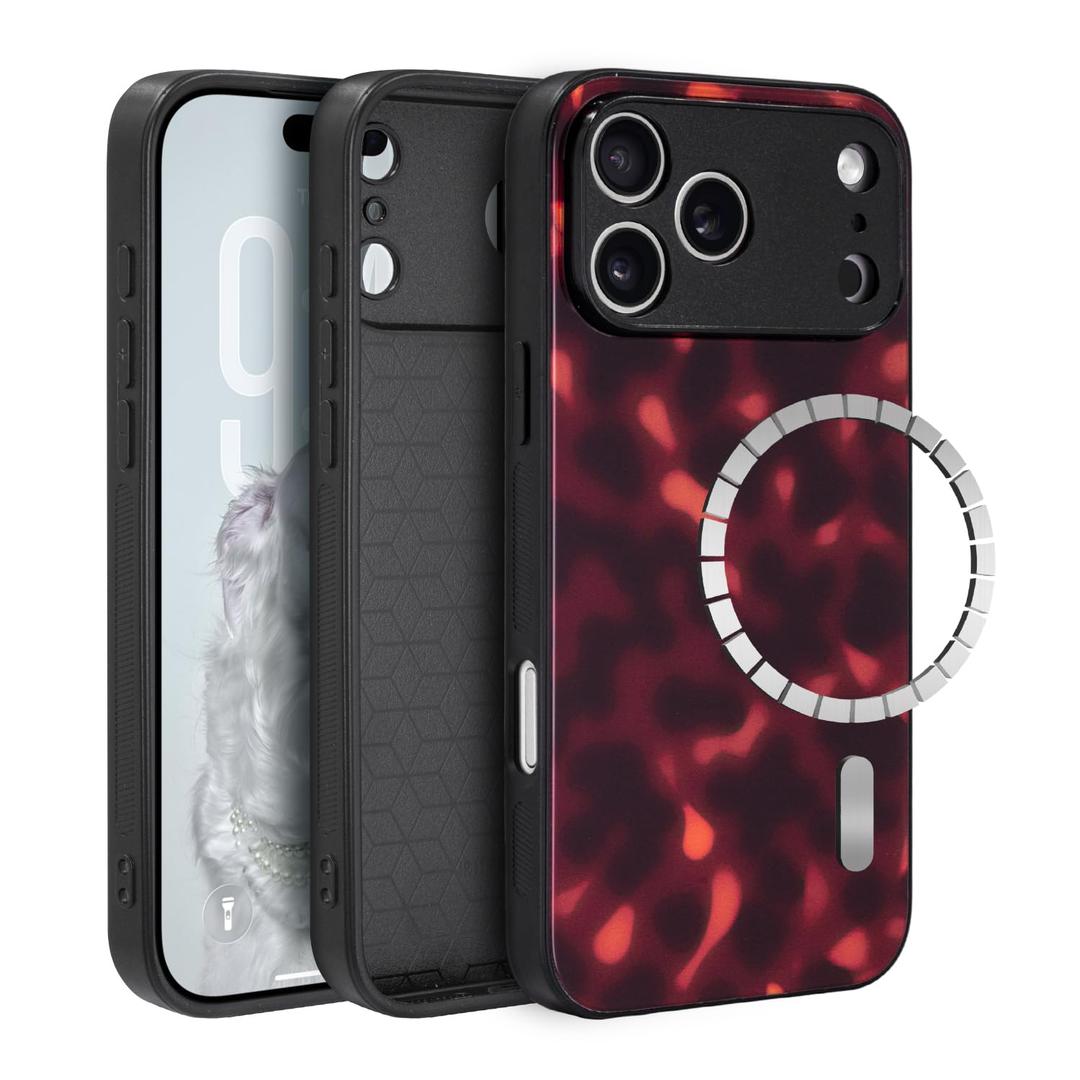 Aijohnny Tortoiseshell Phone Case for iPhone 17 Pro Max,[Full Camera Protection],[Compatible with Magsafe], TPU Protective Shockproof Phone Cover, Lightweight Slim Case for Women