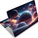 Laptop Decal Sticker Skin Cover, 12" 13.1" 13.3" 14" 15" 15.4" 15.6" Laptop Netbook Vinyl Art Skin Sticker Cover Notebook PC Protector (2 Wrist Pad Included), Removable Reusable, Cosmic Planets