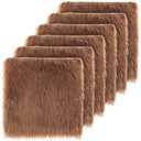 Frienda 6 Pcs Faux Fur Fabric 10 x 10 Inch Fluffy Faux Fur Fabric Patches for Cosplay Events, Festival Costumes & DIY Craft Sewing Projects(Brown)