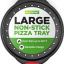 NutriChef 13-Inch Nonstick Pizza Tray - Round Carbon Steel Non-Stick Pizza Pan with Perforated Holes, Premium Bakeware Pizza Screen with Silicone Grip Handles, Dishwasher Safe - NCBPIZ1