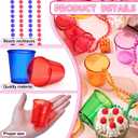 48 Packs Shot Glass Beaded Necklace Bulk, 2 oz Fun Plastic Shot Glass Cups Ornament for Birthday Bachelorette Drinking Party, 6 Colors