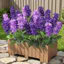 Artificial Flowers 3 Pcs Hyacinth Fake Flowers 19.69” Silk Flowers for Outside, Delphinium Outdoor Faux Flowers Fake Plants for Porch Patio Balcony Yard Indoor Home Decor
