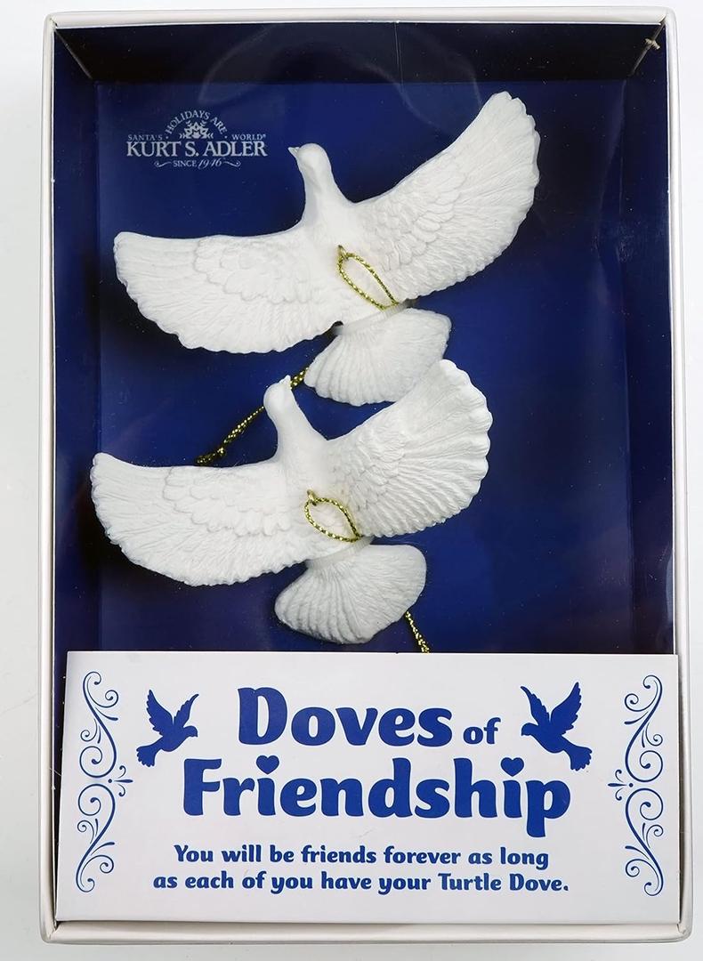 Kurt Adler Resin Friendship Dove Ornament (Set of 2), 4.5"