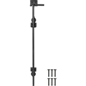24 Inch Cane Bolt Gate Drop Rod Heavy Duty Gate Hardware, Gate Ground Latch for Wooden Fences, Metal Gates Doors Stopper for Gate Ground, Wrought Iron Gate Latches, Black Finish(1 Pack)