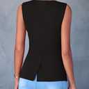 PRETTYGARDEN Women's Summer Suit Vest Tops 2025 Dressy Business Casual Sleeveless Button Down Trendy Fashion Blazer Waistcoat (Large, Black)