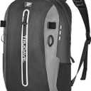 Trudave Waterproof Backpack, Waterproof Submersible Backpack, Floating TPU Coated Dry Bag with Airtight Zipper for Kayak, Fishing, Boating, Hiking, Black (20L)